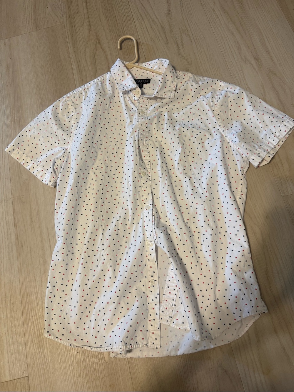 Express White Short-Sleeve Star-Print Shirt